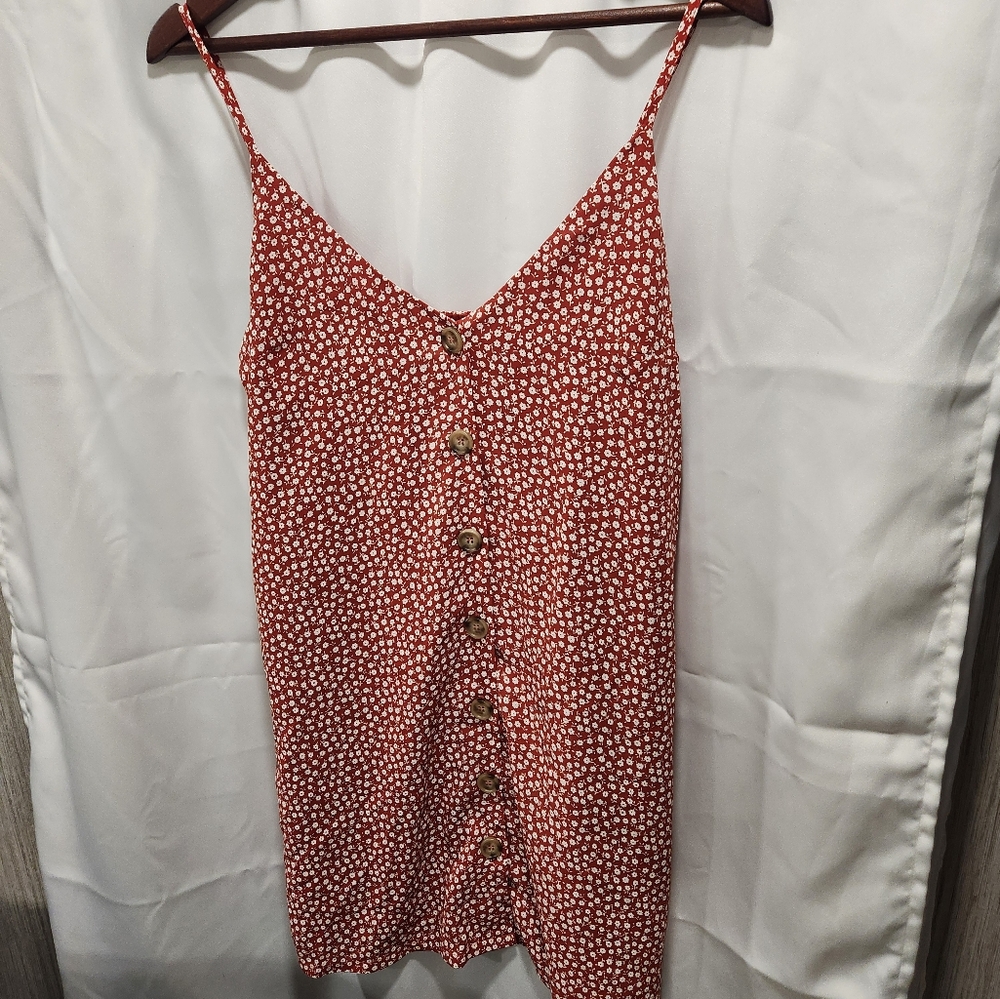 Pink Lily Sundress Women's Size Large Floral Spaghetti Strap Button Front
